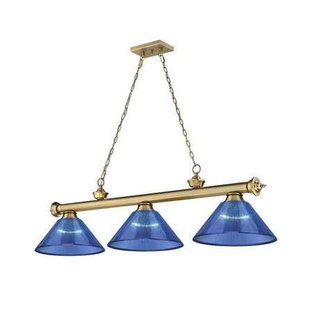 Z-LITE Cordon 3 Light Billiard, Rubbed Brass & Dark Blue 2306-3RB-ARDB